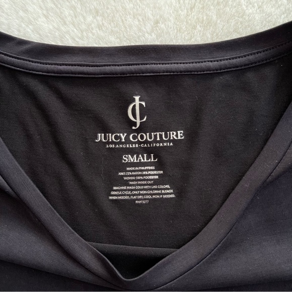 Juicy Couture Shift Peplum Top Black Short Sleeve Size Small - Picture 9 of 13